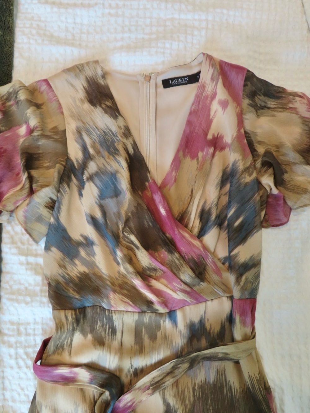 Lauren Ralph Lauren Multicolor Abstract V-Neck Short Sleeve Dress 6